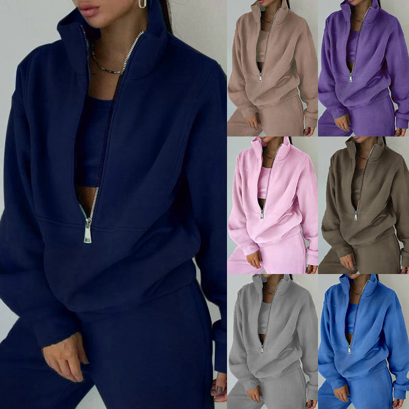 Women's Two-Piece Sweater Fleece Sports Street Activewear Set