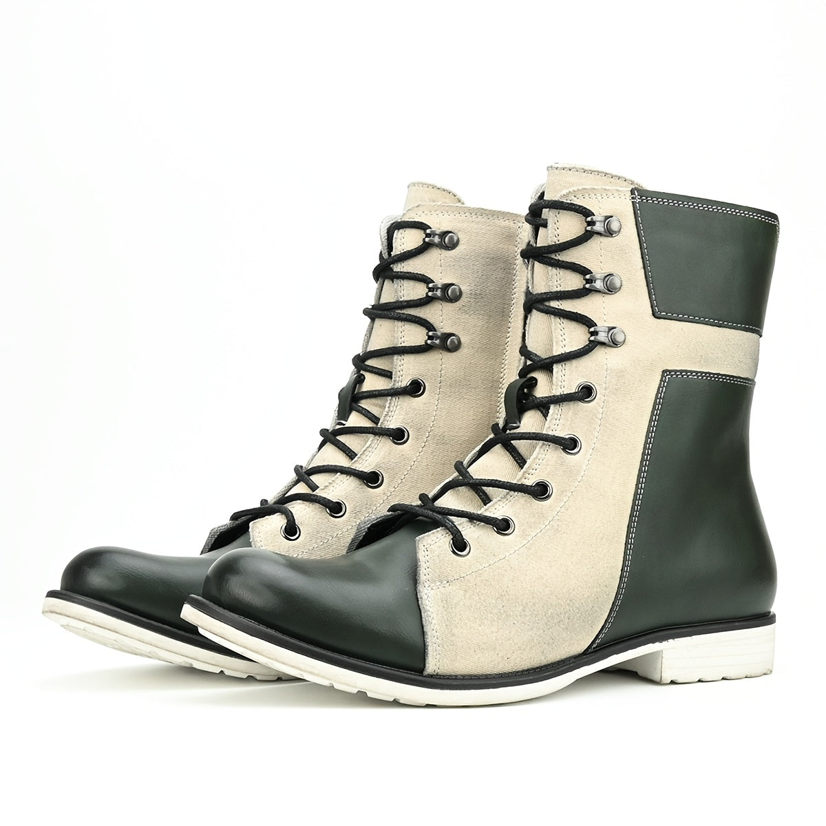 Retro Men British Style High Top Color Block Boots: