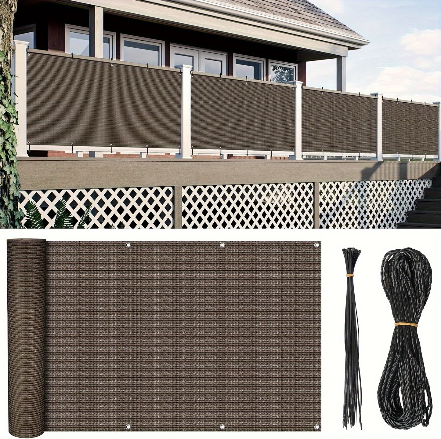 [3x16ft Privacy Screen Fence Cover Net – Windproof, Sun Shade Outdoor Protection]