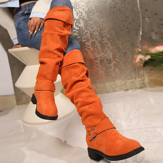 Women’s Solid Color Trendy Knee-High Boots