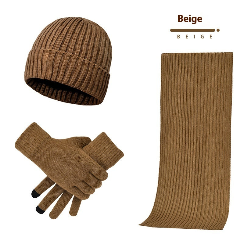 Men's & Women's 3-Piece Winter Set – Thick Knit Wool Hat, Scarf & Gloves