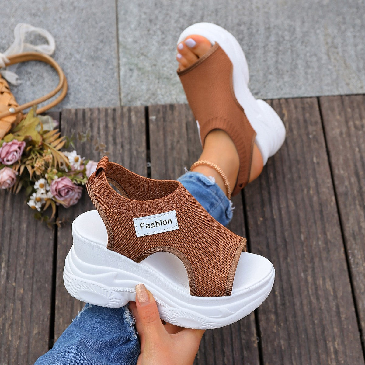 Summer Fish mouth Chunky Wedge Sandals – Women’s Casual Breathable Daily Footwear