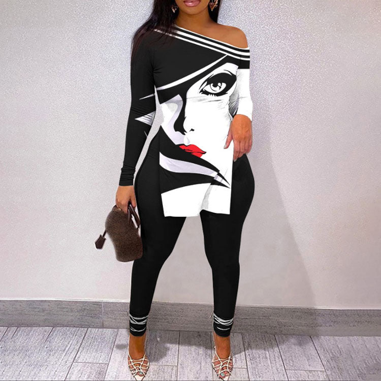 Women's Urban Style 3D Character Print Long Sleeve 2 pc Set