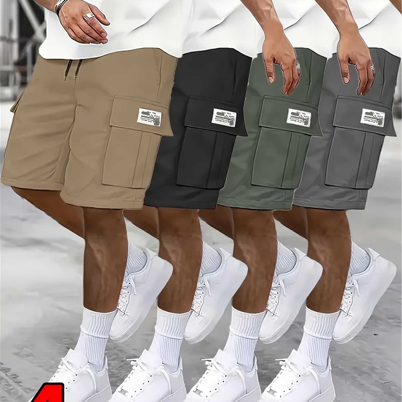 Men’s Casual Loose Workwear Shorts – 4-Pack