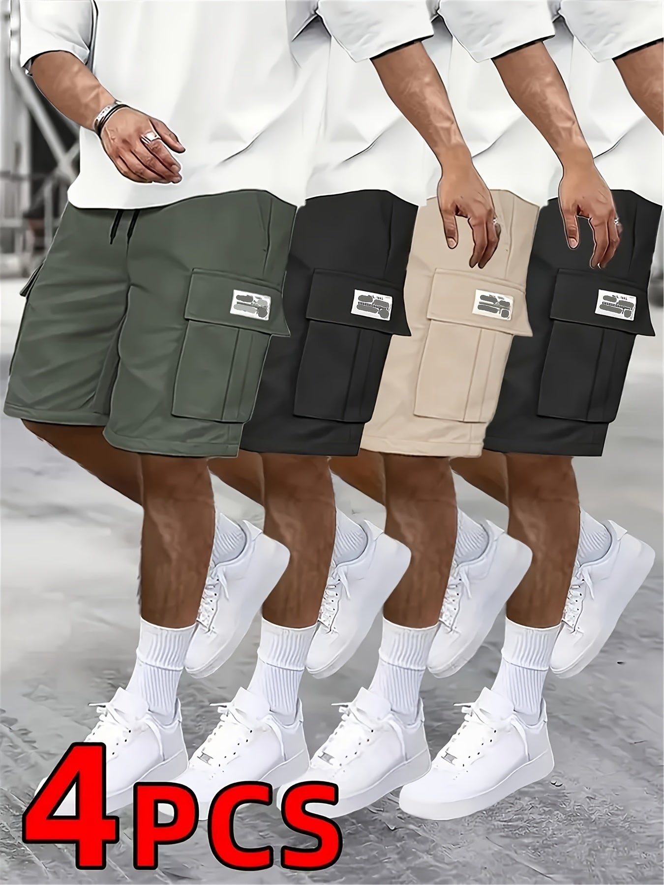 Men’s Casual Loose Workwear Shorts – 4-Pack