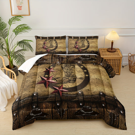 3pcs Vintage Cowboy Comforter Set