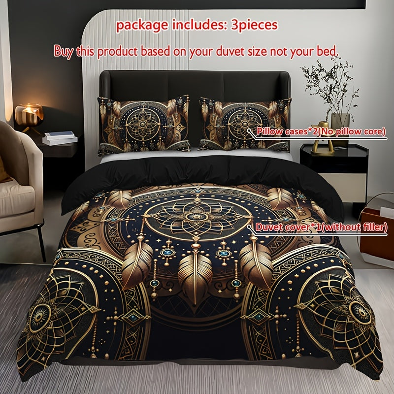 3-Piece Dreamcatcher Feather Tribal Duvet Cover Set