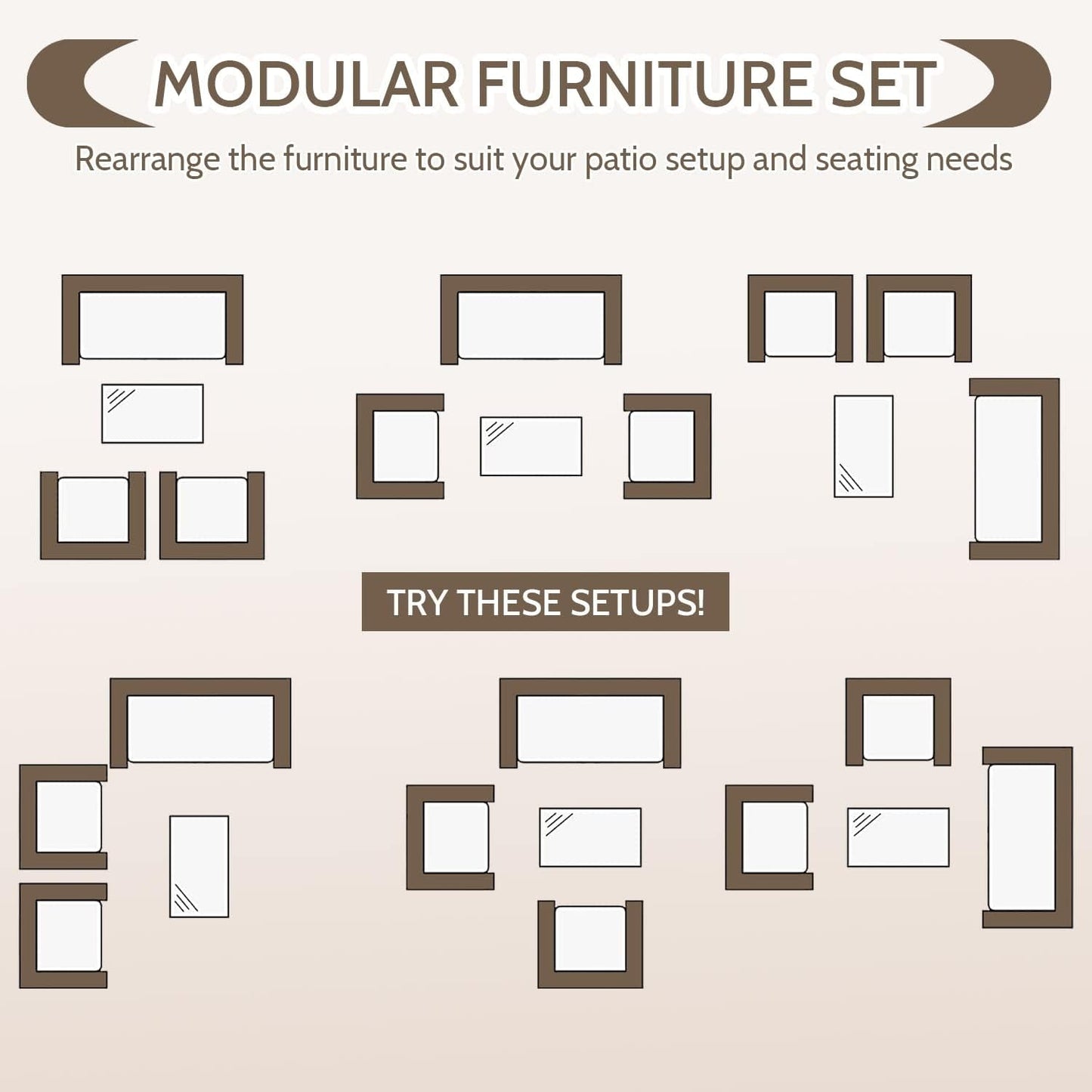 Outdoor Rattan 4 Piece Patio Furniture Conversation Set
