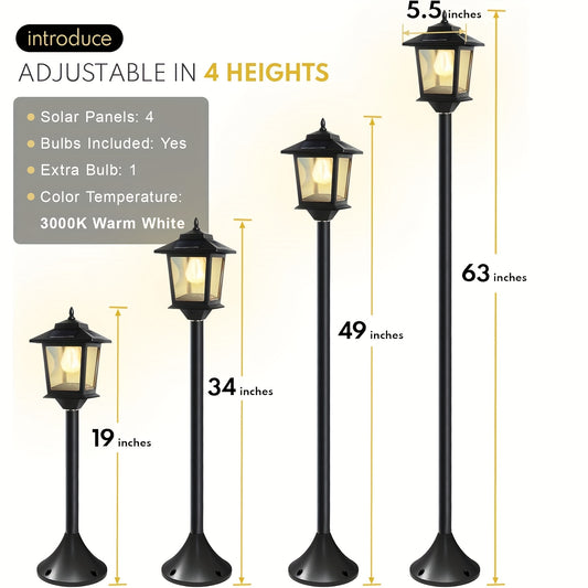 2 Pack of 63-inch Solar Lamp Post Lights