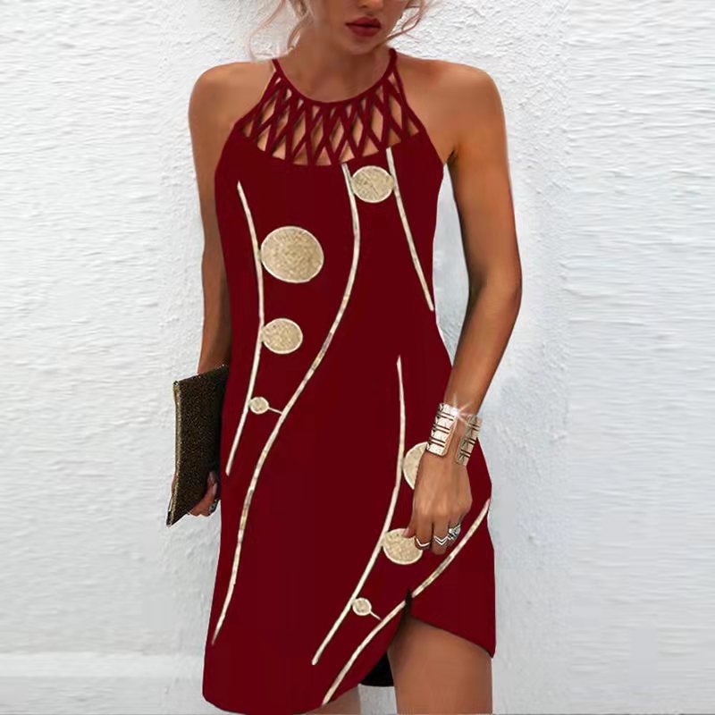 Fashion Print Halter neck Dress for Women – Summer Casual Style