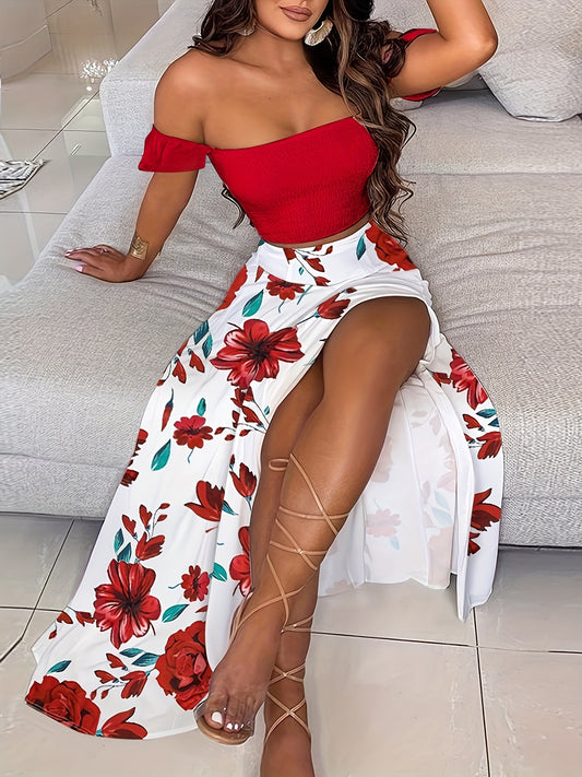 Boho Plants Print Vacation 2-Piece Set