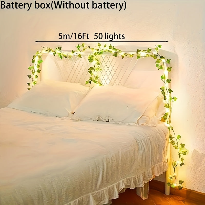 196.85" Artificial Leaf String Lights – 5M Fairy Garland with 50 LED Lights