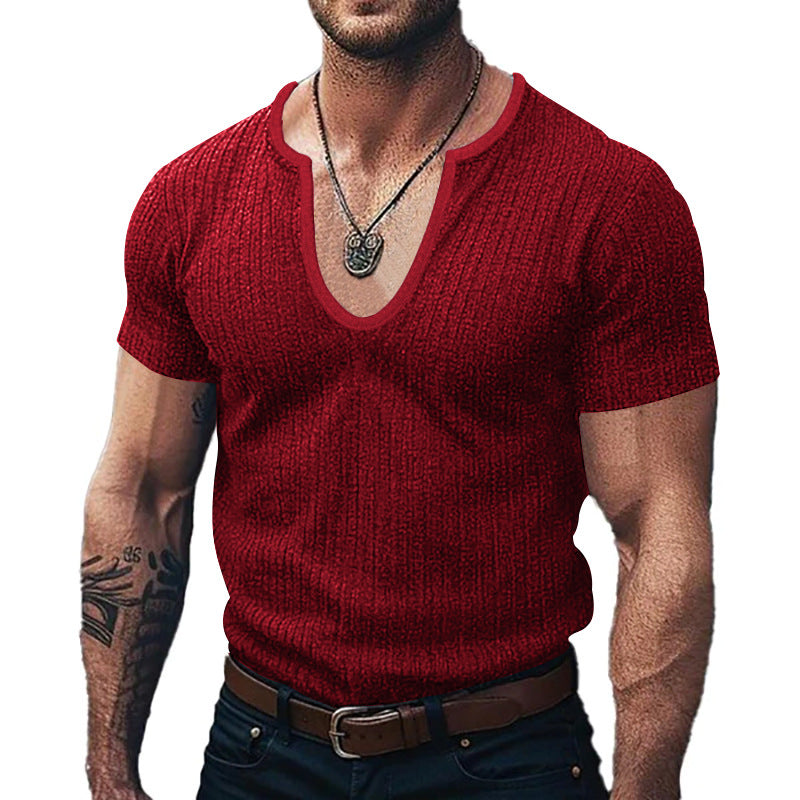 Men’s Slim Fit V-Neck T-Shirt – Solid Color Casual Basic Tee