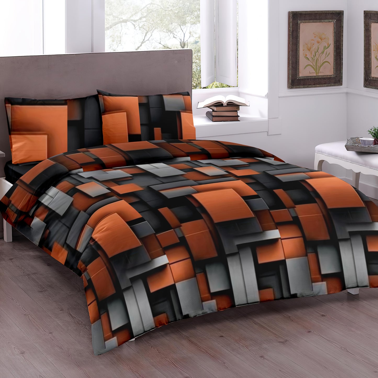 3-Piece Polyester Abstract Space-Themed Duvet Cover Set