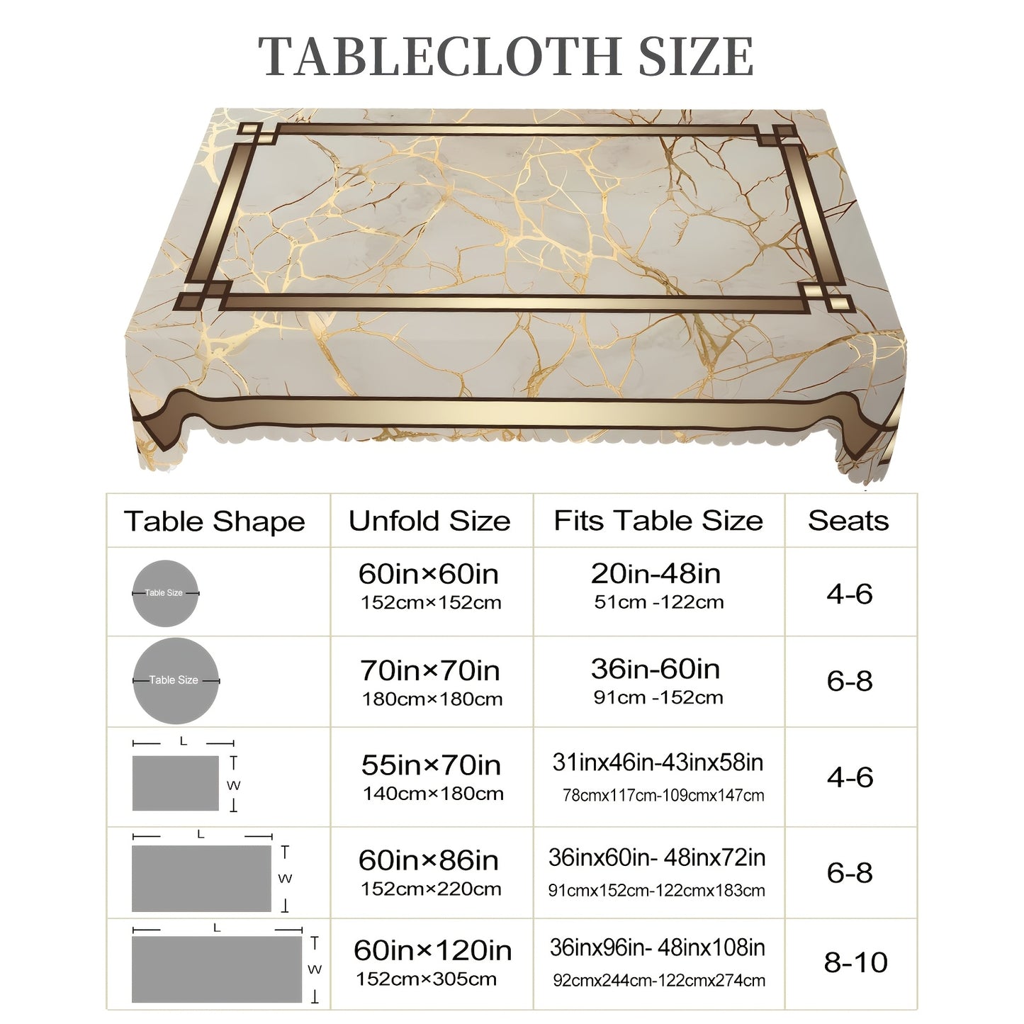 Marble Theme Tablecloth – 1pc (Rectangular & Round Options)