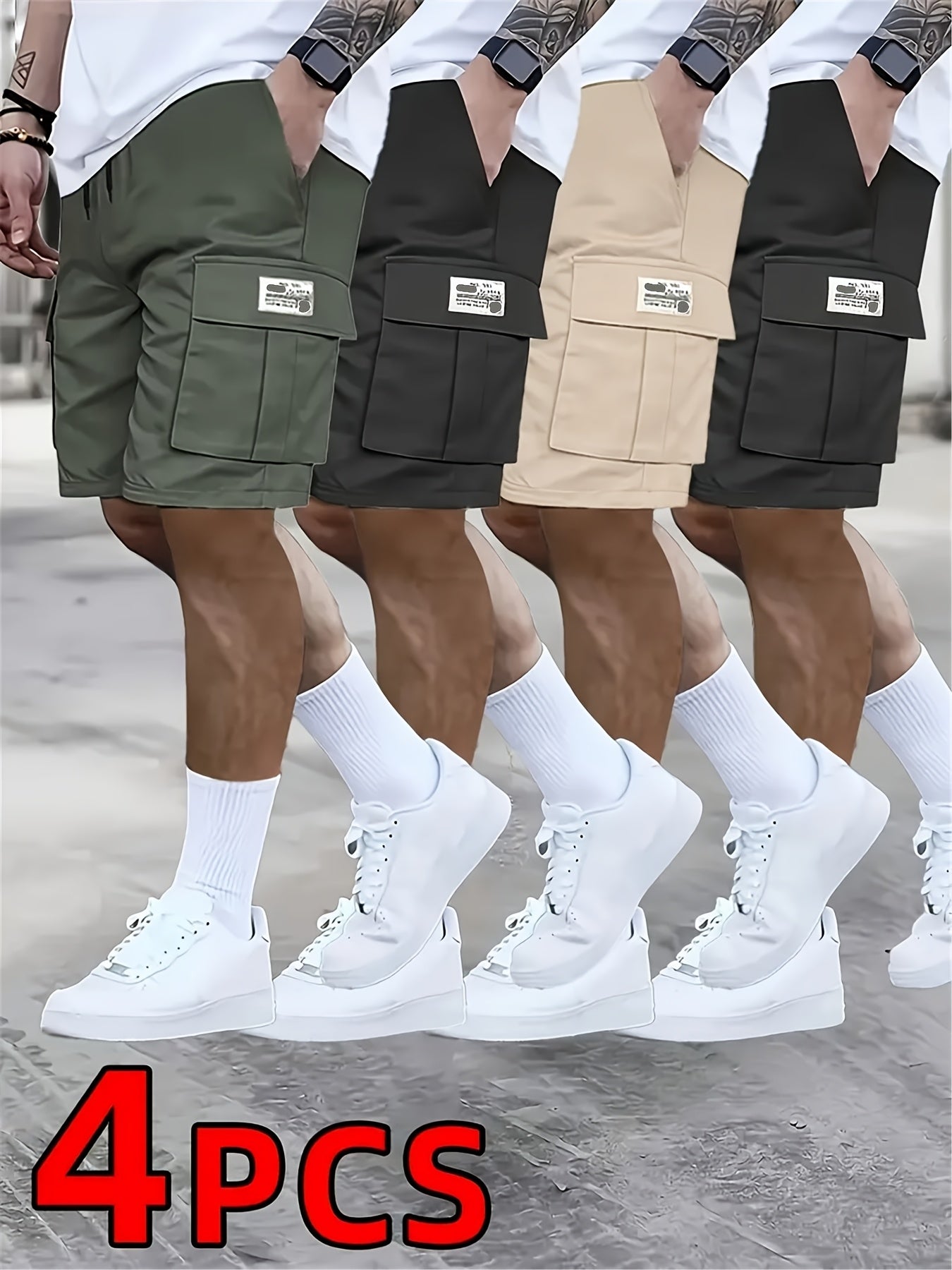 Men’s Casual Loose Workwear Shorts – 4-Pack