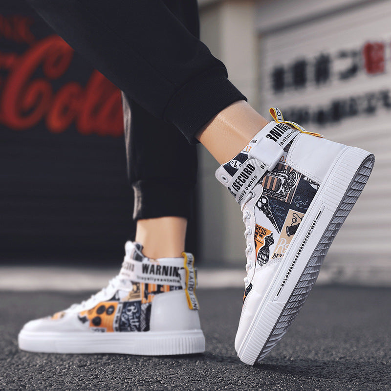 Spring Men’s Trendy Black High-Top Sports Shoes for Teen Boys & Young Men