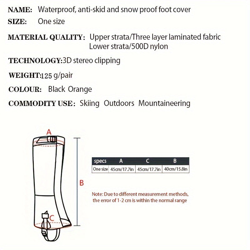 Waterproof Snow proof Leg Gaiters – Ultimate Ankle & Lower Leg Protection for Winter Adventures