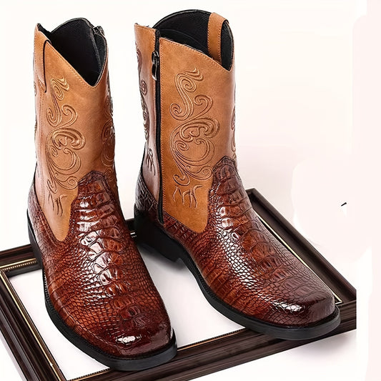Plus Size Men's Vintage High Top Western Cowboy Boots