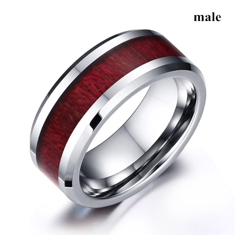 Fashion Jewelry Brown Red Stainless Steel Couple Ring – Casual & Elegant Male Ring