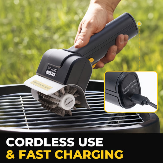 Electric Rechargeable Grill Brush, Spinning Stainless Steel Bristle BBQ Brush