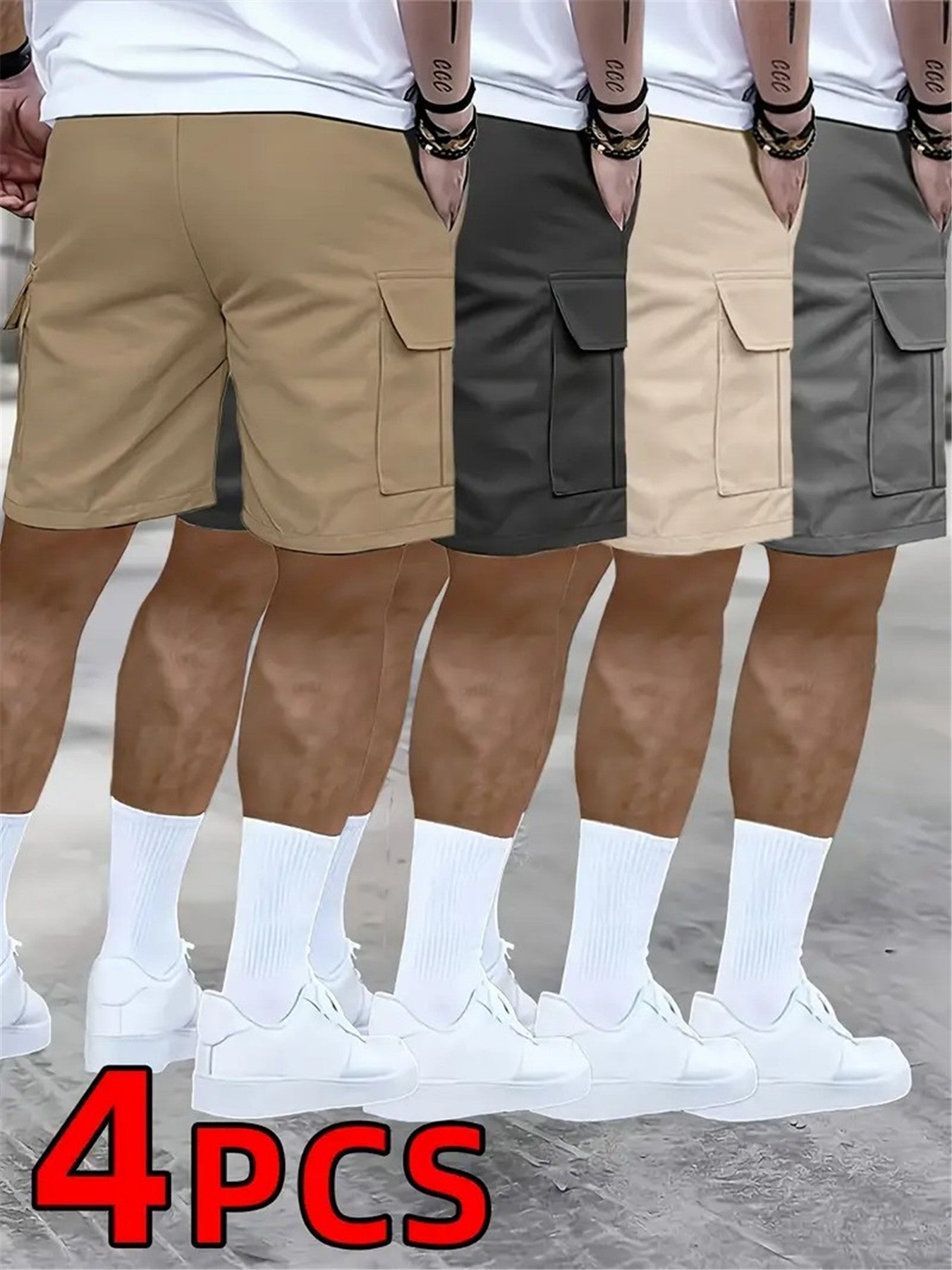 Men’s Casual Loose Workwear Shorts – 4-Pack
