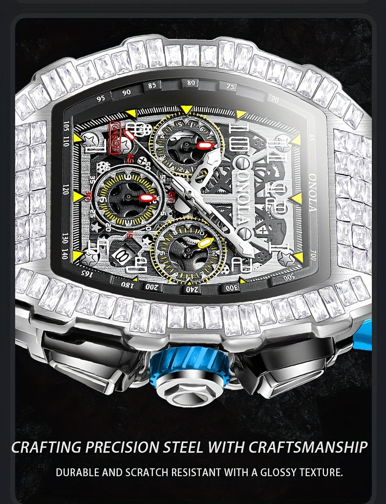 ONOLA Men's Automatic Mechanical Watch – Barrel-Shaped Tourbillon Elegance