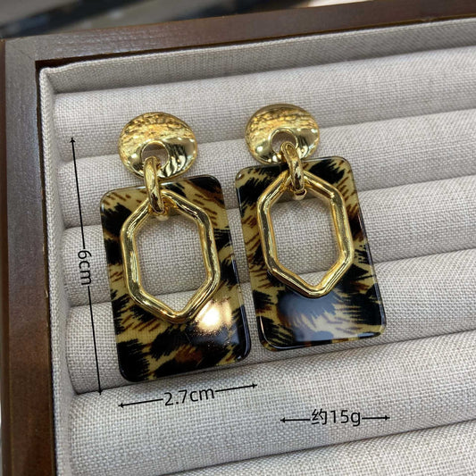 European and American Retro Leopard Print Earring