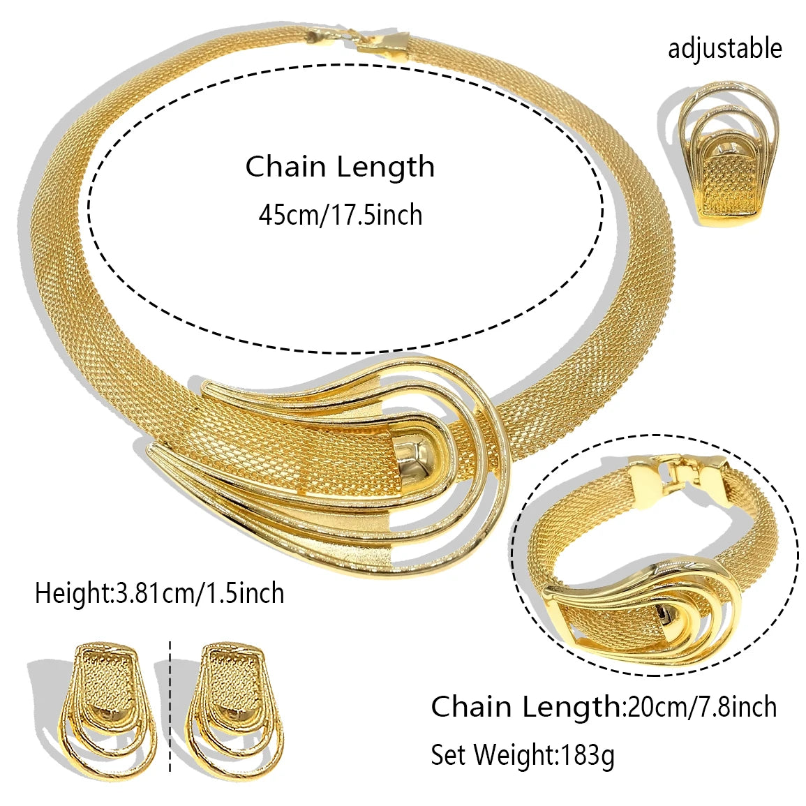 Elegant Dubai-Inspired Gold-Plated Jewelry Set for Women