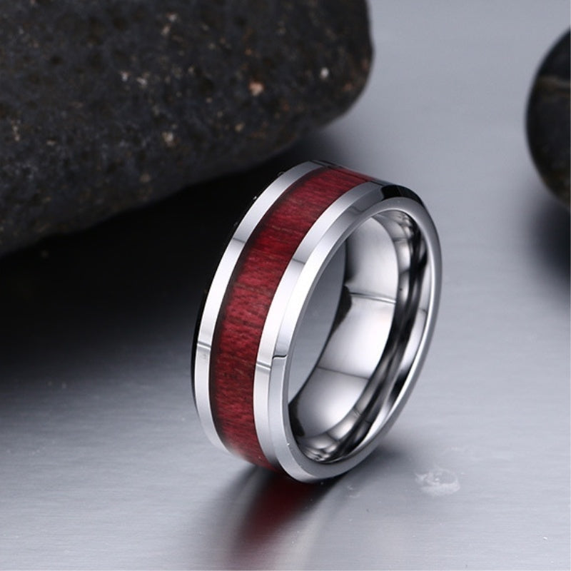 Fashion Jewelry Brown Red Stainless Steel Couple Ring – Casual & Elegant Male Ring