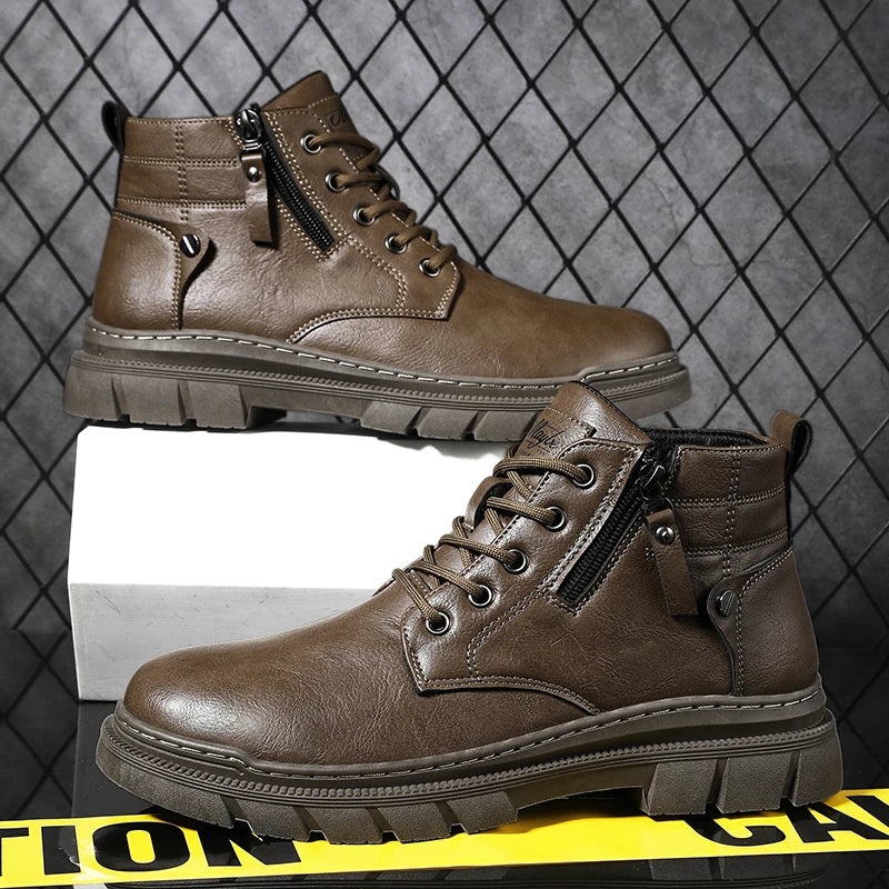 Men's Retro Leather Work Boots