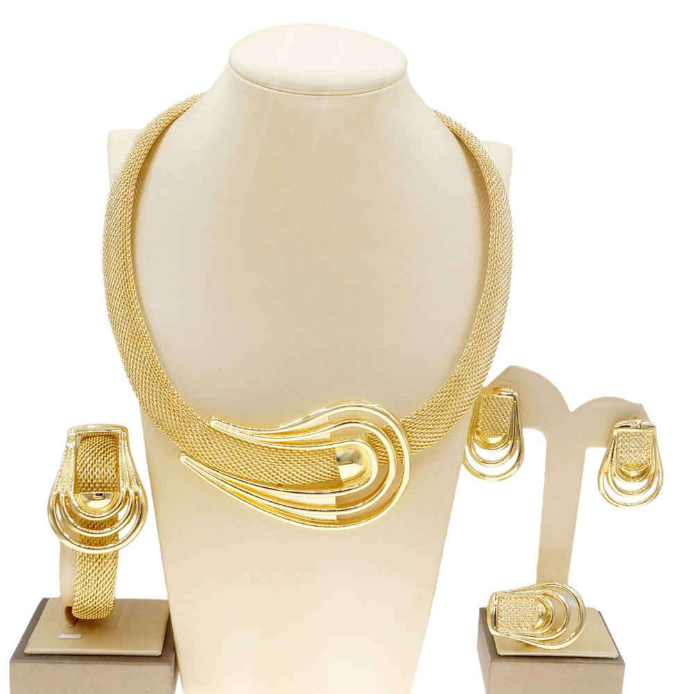 Elegant Dubai-Inspired Gold-Plated Jewelry Set for Women