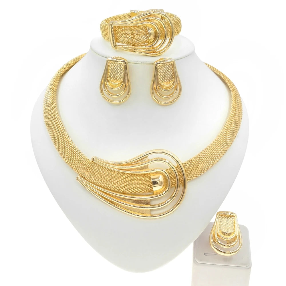 Elegant Dubai-Inspired Gold-Plated Jewelry Set for Women