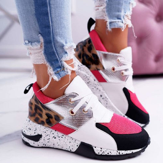 Women’s Plus Size Platform Mixed-Color Sneakers – Stylish Lightweight Running Shoes