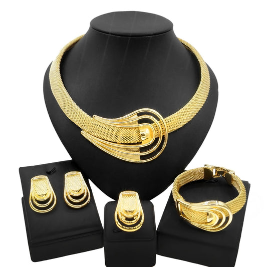 Elegant Dubai-Inspired Gold-Plated Jewelry Set for Women