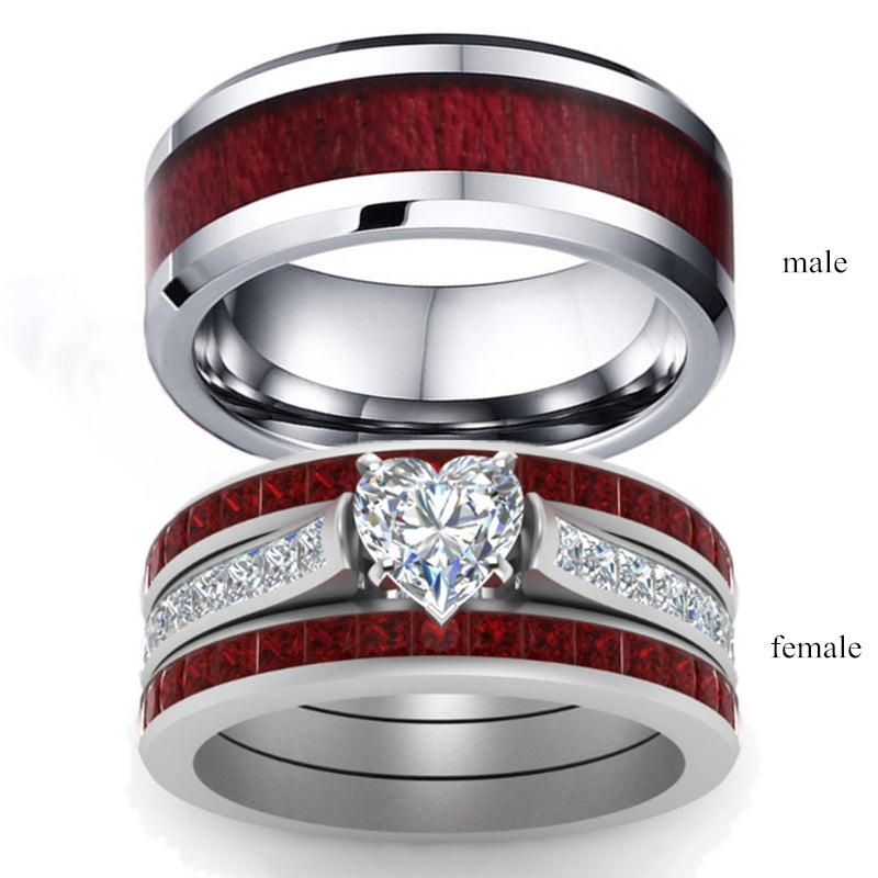 Fashion Jewelry Brown Red Stainless Steel Couple Ring – Casual & Elegant Male Ring
