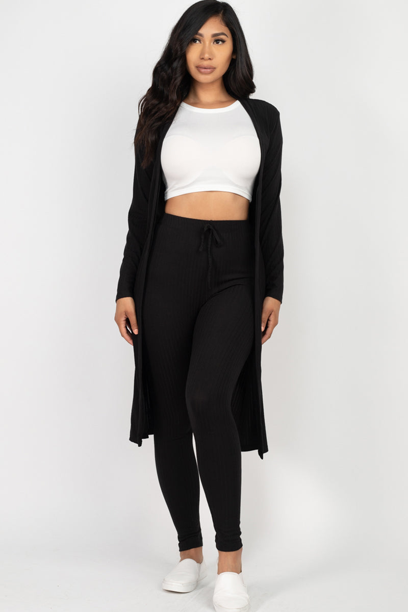 Ribbed Long Cardigan & Leggings Set – CAPELLA