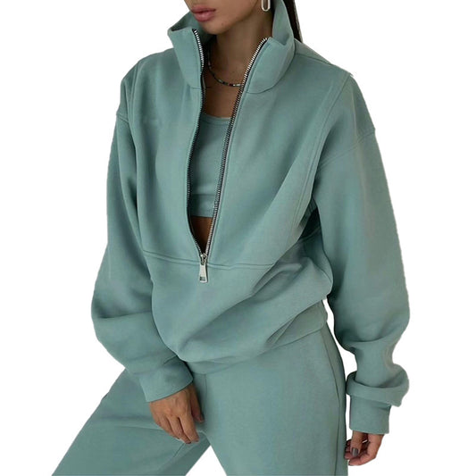 Women's Two-Piece Sweater Fleece Sports Street Activewear Set