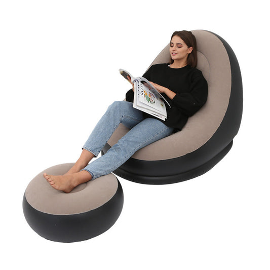 Inflatable Air Mattress Lazy Sofa Deck Chair with Leg Rest