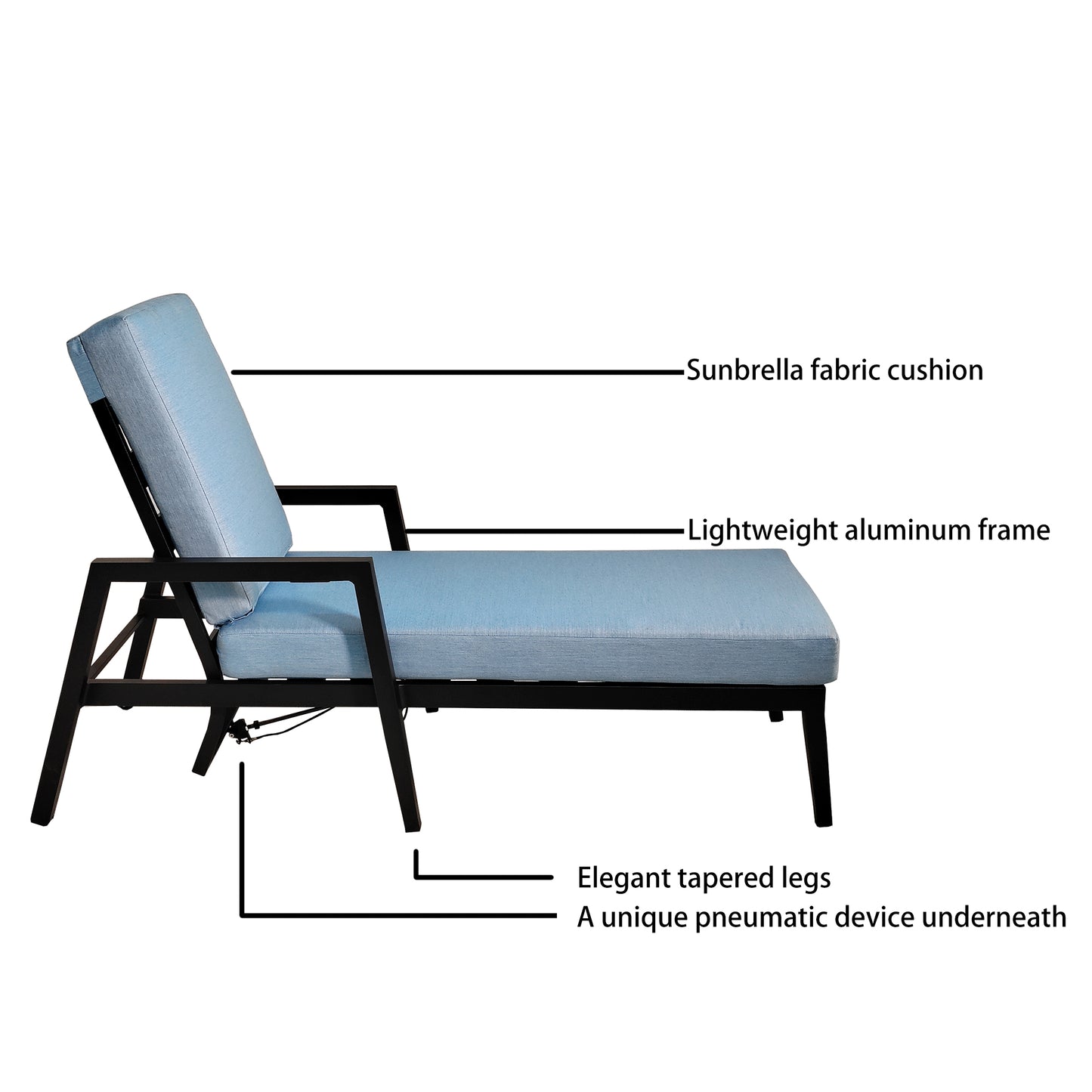 3PC Outdoor Aluminum Patio Furniture Chaise Lounge Set
