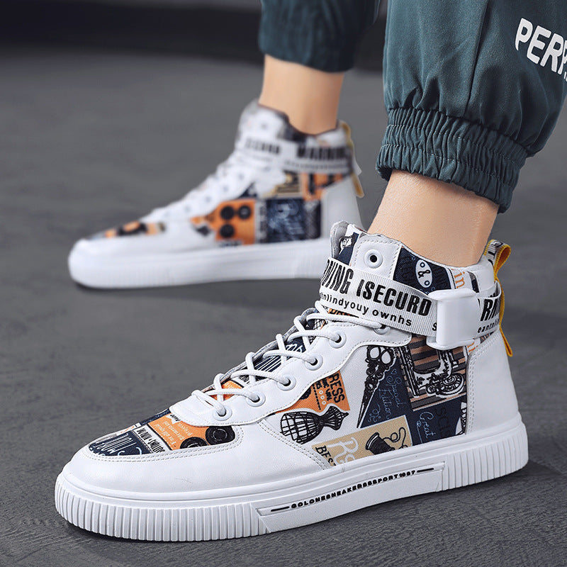 Spring Men’s Trendy Black High-Top Sports Shoes for Teen Boys & Young Men