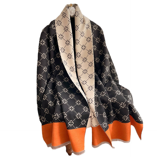 Stay Warm in Style – Sunflower Pattern Imitation Cashmere Scarf