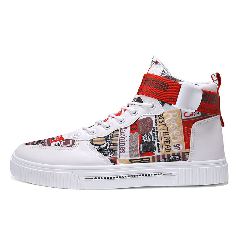 Spring Men’s Trendy Black High-Top Sports Shoes for Teen Boys & Young Men