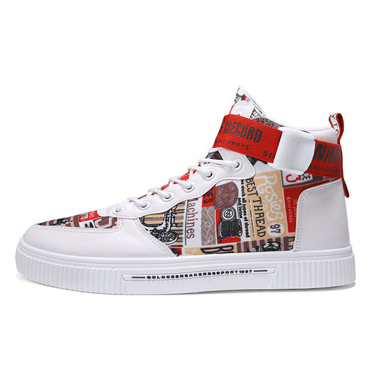 Spring Men’s Trendy Black High-Top Sports Shoes for Teen Boys & Young Men
