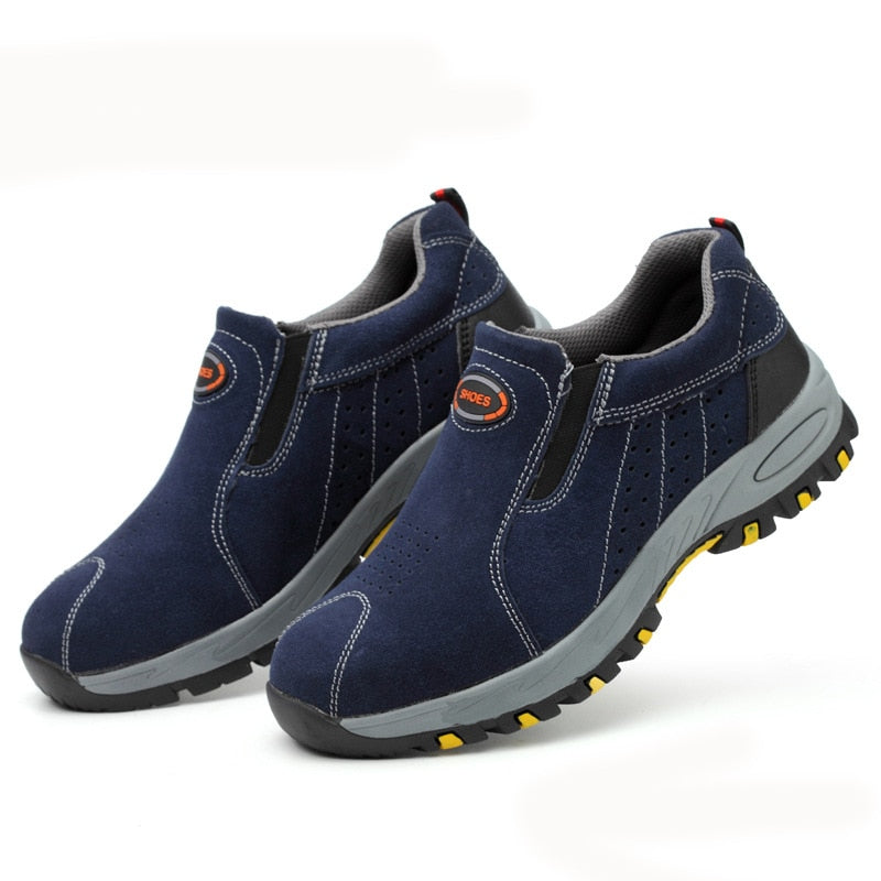 Steel Toe Safety Work Shoes – Men’s 2018 Fashion Summer Breathable Slip-On Casual