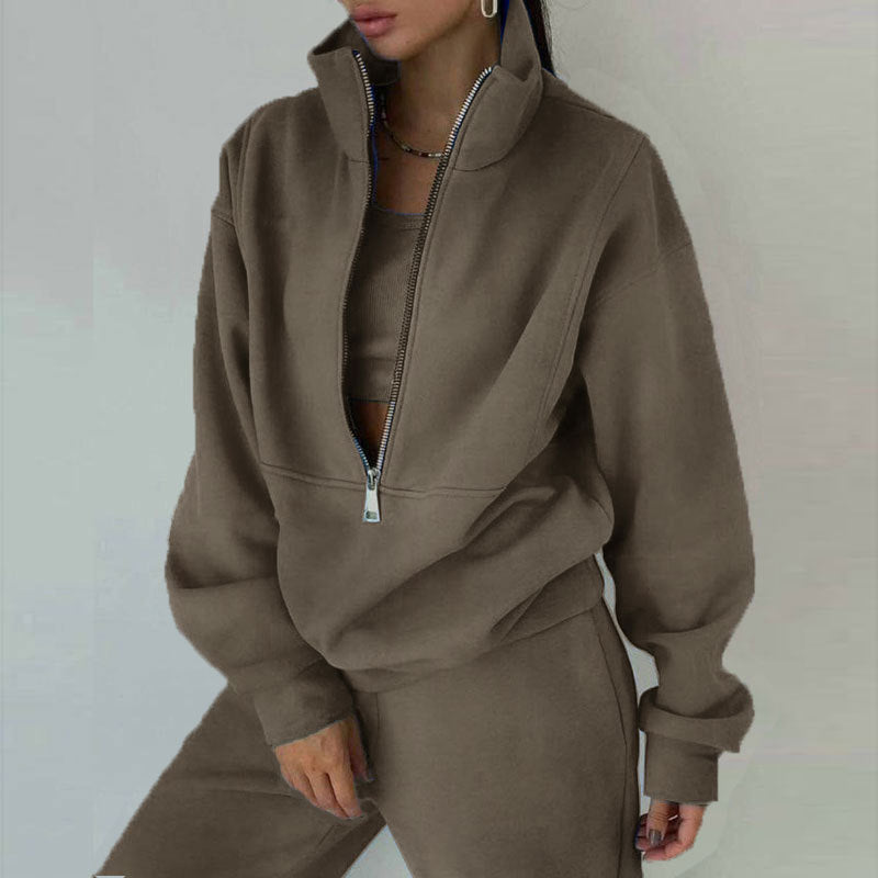 Women's Two-Piece Sweater Fleece Sports Street Activewear Set