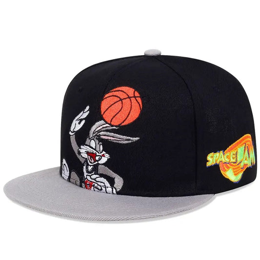 Hip Hop Flat Brim Hat – Rabbit Embroidery Street Dance Cap