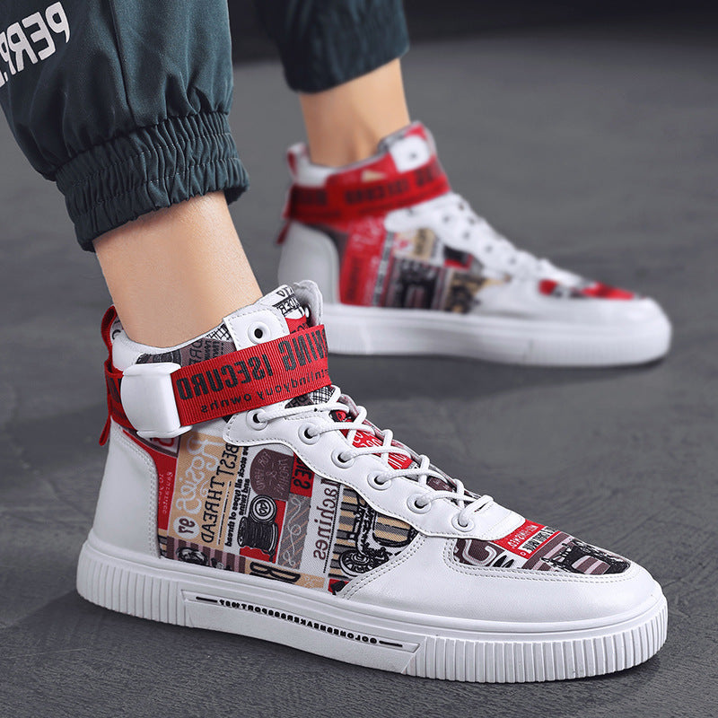 Spring Men’s Trendy Black High-Top Sports Shoes for Teen Boys & Young Men