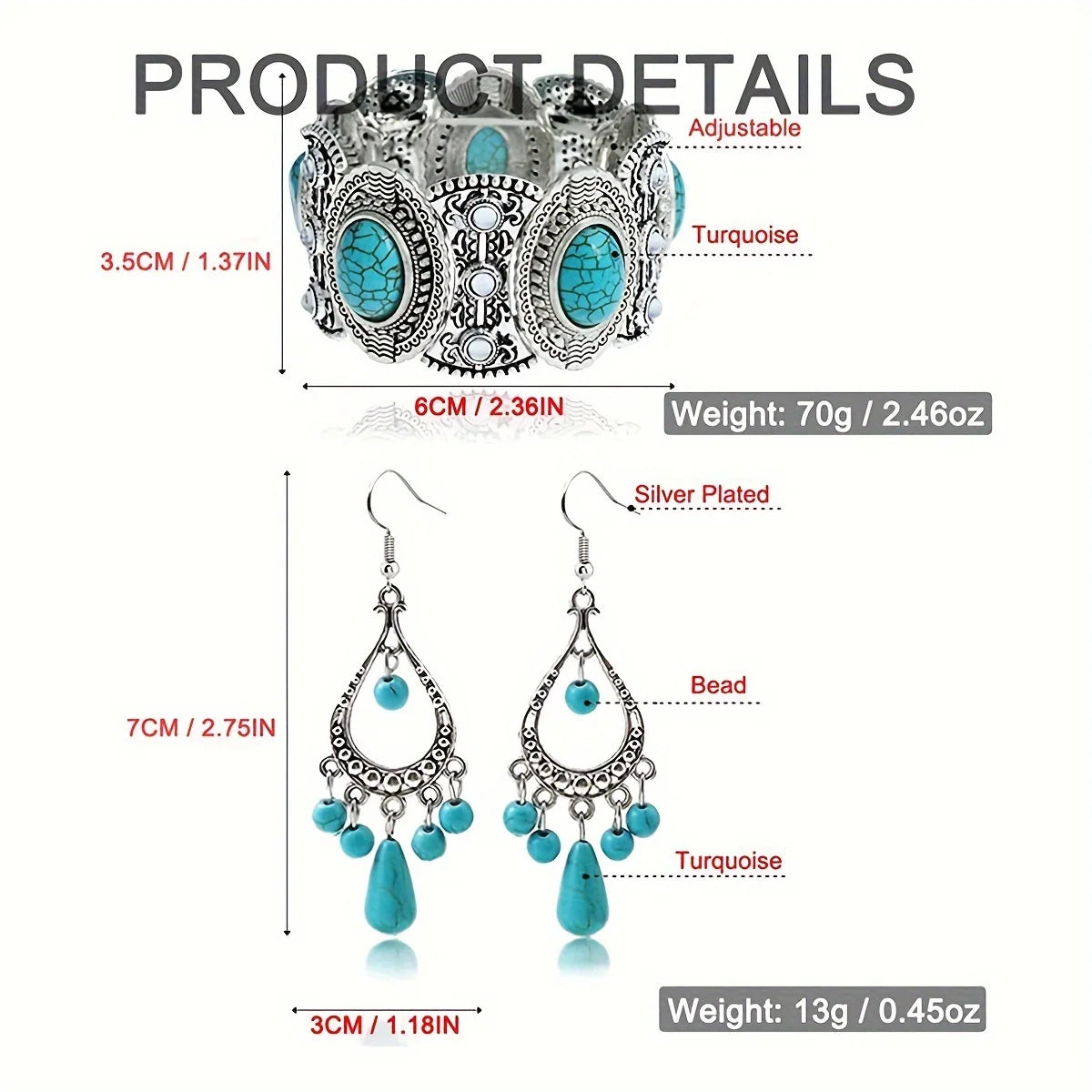 Bohemian Turquoise Beaded Jewelry Set