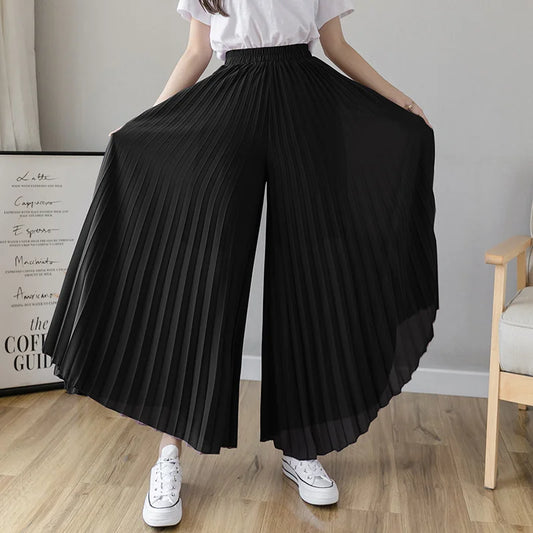 Women’s Elegant Chiffon High Waist Wide Leg Pants
